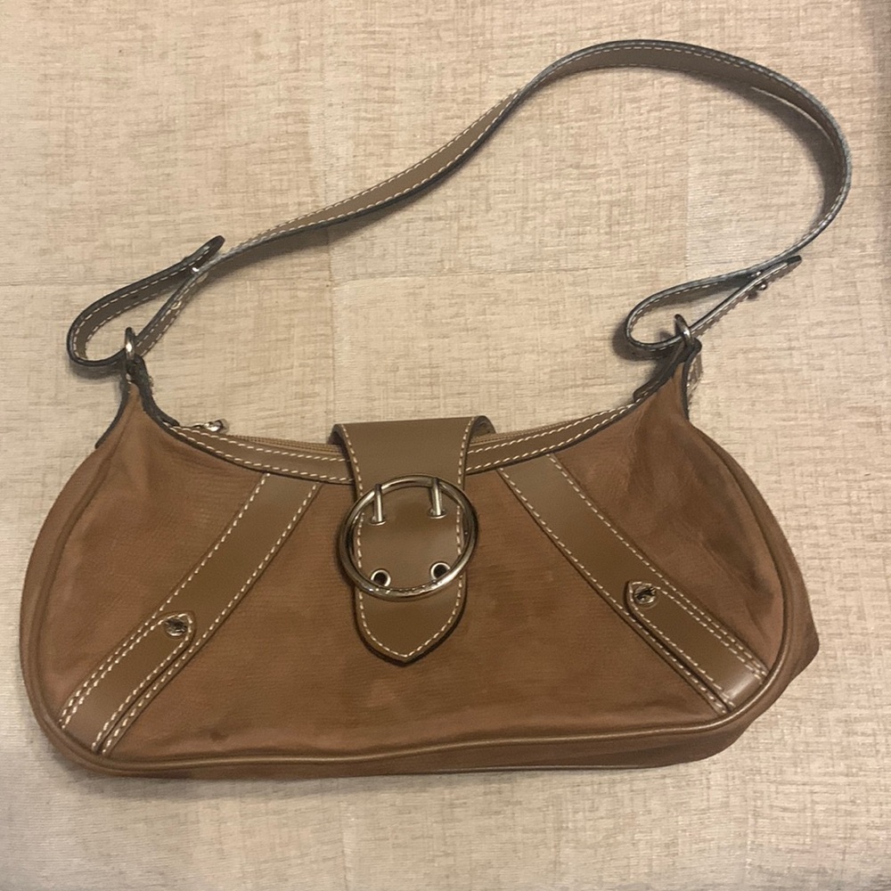 Lancel bag, LELD Paris, brown suede shoulder bag